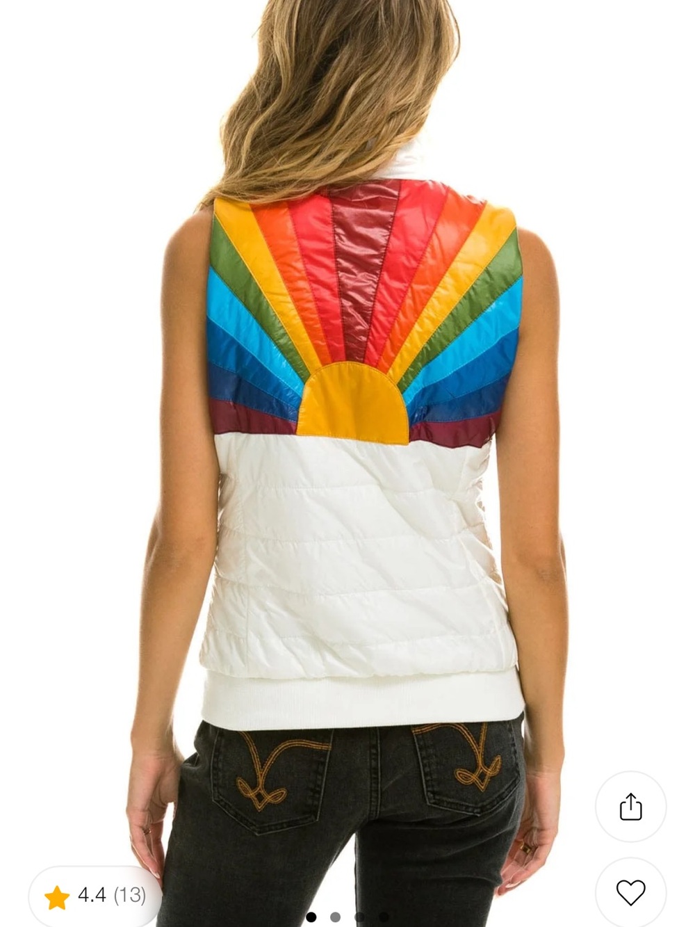 Aviator Nation White Sunburst Quilted Vest - Women